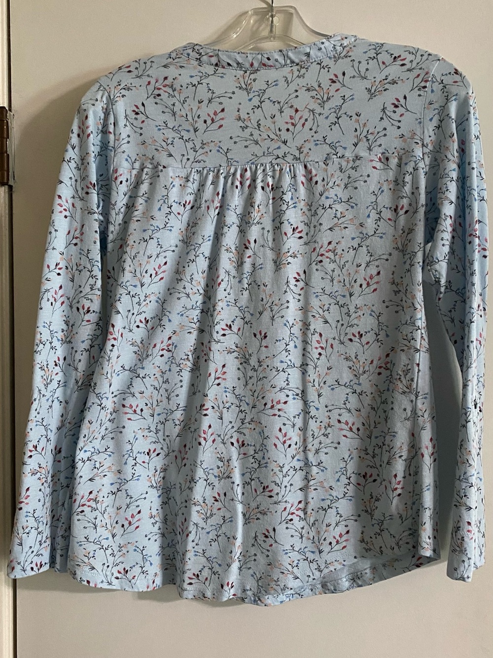 Style & Co. Light Blue Floral Henley Top with Pink Accents - Picture 3 of 12